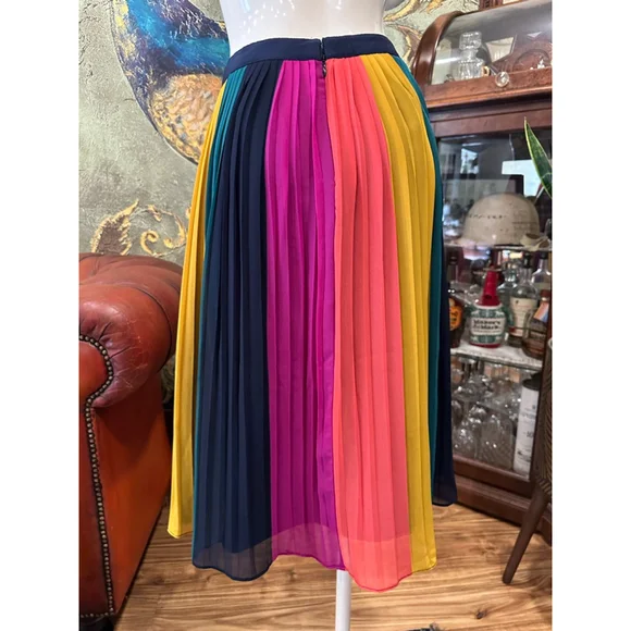 J.Crew Rainbow Pleated Midi Skirt - Picture 6 of 11